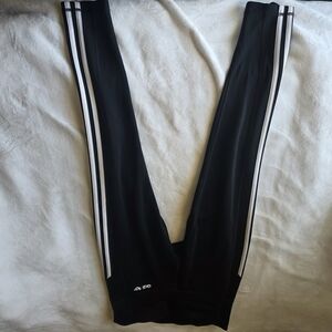 Adidas Womanss Black Leggings with White Stripes